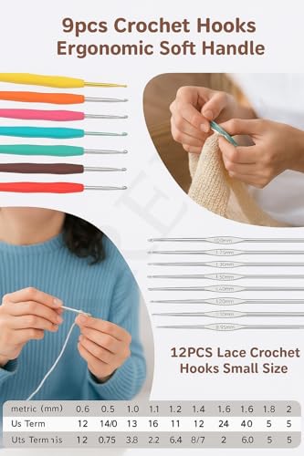 Image of KRENZ 59 Pcs Crochet Knitting Needle Kit with Carry Bag Ergonomic Hooks Crochet Needle Kit Comprehensive Crochet Hook Set for Beginners & Professionals DIY Crochet Kit with Tools & Accessories