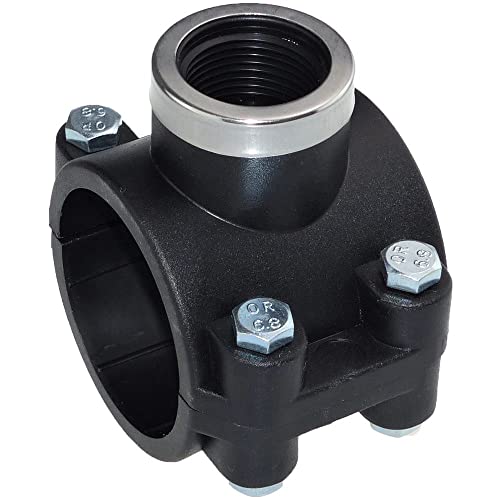 Molyrrd Pipe Clamp | PE Anbohrschellen mit Verstärkungsring | Schwarz, 50 mm x 1/2 Zoll