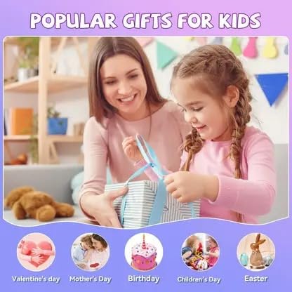 Image of Pink Portable Bluetooth Speaker with Wireless Mic, RGB LED Party Light, Heavy Bass Karaoke Speaker, Rechargeable Battery, Portable Handle, Wireless Mic for Kids & Adults, Home & Outdoor Party