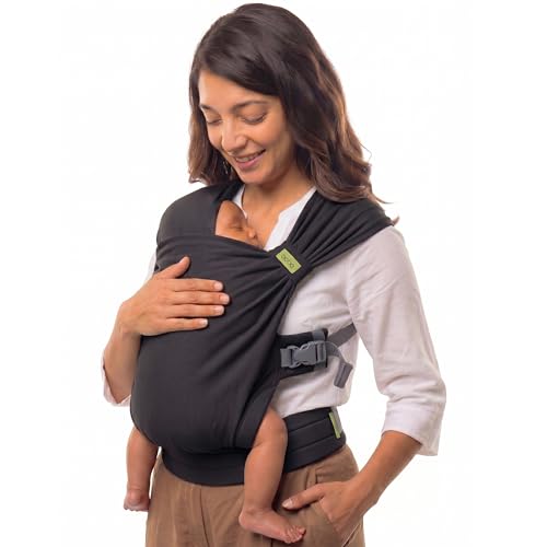 Image of Boba Bliss Pre-Wrapped Baby Carrier with Buckle - Newborn to 7-35 lbs Light, Breathable & Easy to Adjust Hybrid Infant Sling & Toddler Carrier - Certified Hip-Healthy for 0-18 Months - Black