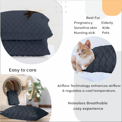 Image of Ayka 100% Waterproof Quilted Pillow Protector 220 GSM Soft Cotton Quilted Pillow Cover Protector Zippered Closure, Protection Against Water Spills & Dustmites- Charcoal (18 x 28 inch) (Pack of 2)