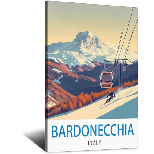 Impression sur toile Bardonnèche Italie 30x45cm affiche vintage pour décoration murale