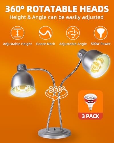 Svklhy SV-004-NEW Food Heat Lamp: [Rapid-Heating Bulbs Included] [Steady Heating] Commercial Food Warmer Lamp thumb #2