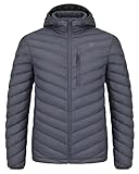 CAMEL CROWN Daunenjacke Herren Steppjacke Leichte Übergangsjacke Outdoorjacke Herbstjacke mit Kapuze Schwarz Grau