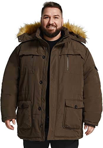 Image of Soularge Men's Big and Tall Winter Warm Heavy Hooded Parka Jacket | Water-resistant Outer Fabric, Multi Functional Storage Pockets, Detachable Hood, Plus Size Cutting for Men