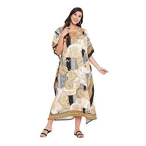 Image of Oussum Women Polyester Casual Long Plus Size Beach Caftan Cover Up Maxi Dress 1X-3X Summer Kaftan Dresses for Women