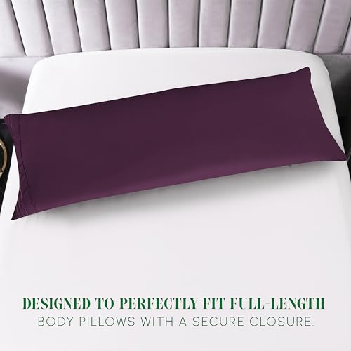 Image of Elegant Comfort Luxury Ultra-Soft 1-Piece Body Pillowcase - 1500 Premium Hotel Quality Microfiber Double Brushed - Wrinkle Resistant, Body Pillowcase Size, Purple