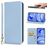 NanHou Google Pixel 9A 5G ケース 手帳型 超繊皮カバー Google 9A 手帳型 耐衝撃 保護カバー 内蔵マグネット 財布型 Pixel 9A 携帯カバー カードポケット スタンド機能 リストバンド - ライトブルー