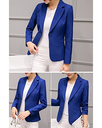 Blazer feminino de escritório de manga comprida lapela terno jaqueta blazer de um botão com bolsos,