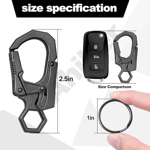 Image of Ahiller Double Locking Carabiner Clip - Zinc Alloy Mens Keychain for Keys | Unisex,Dual Press Double Lock, Anti Misopening,Heavy Duty,Suitable for Car Keys,Belt,Backpack,Hiking,Riding,Outdoor Camping