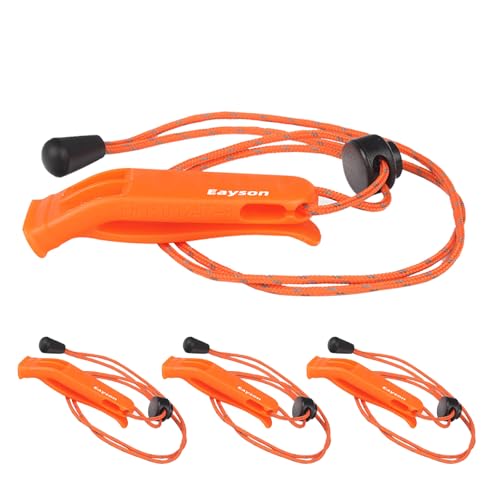 4 Pcs Emergency Whistle – Super Loud Survival Whistle with Lanyard for Safety Alert, Boating, Swimming, Kayaking, Hiking, Camping, Hunting, and Rescue Signaling