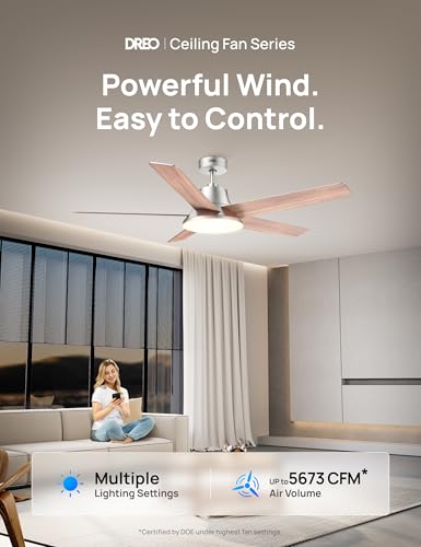 Dreo DR-HCF001 SILVER Ceiling Fans With Lights And Remote thumb #1