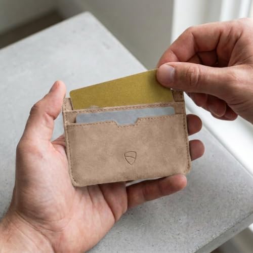 Image of Vaultskin MOORGATE Slim Card Holder - Minimalist Leather Wallet with RFID Blocking, Front Pocket Credit Card Case for Men & Women