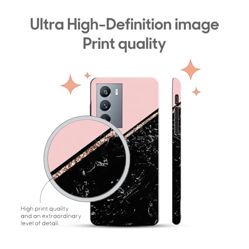 Image of COLORflow Back Cover Compatible with iQOO 9 SE 5G | Beautiful Black Pink Marble | Designer Printed Hard CASE Bumper Back Cover Compatible with iQOO 9 SE 5G