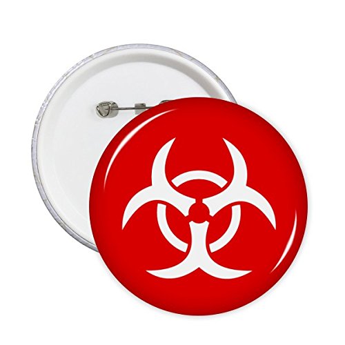 Badge rond Infection à motif rouge contrasté | 5Pcs de pin's bouton d'avertissement M