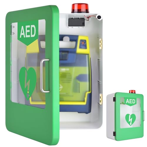 gabinete de almacenamiento del desfibrilador AED, Armario de almacenamiento for desfibrilador DEA con llave y alarma, caja de alarma DEA de acero for montaje en pared, control de doble interruptor