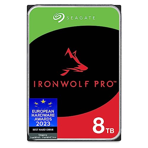 Seagate IronWolf Pro 8To, Disque dur d'entreprise interne NAS HDD, CMR, .5 Pouces, SATA 6Goits/s, 7 200 tr/min, 256 Mo de mémoire cache, Ouverture Facile,...