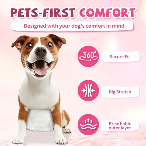 Image of Disposable Dog Diapers, Female Dog Diapers for Heat Cycle Protection, Super Absorbent & Adjustable, for Excitable Urination, Incontinence & Potty Training, Medium, 10 Count