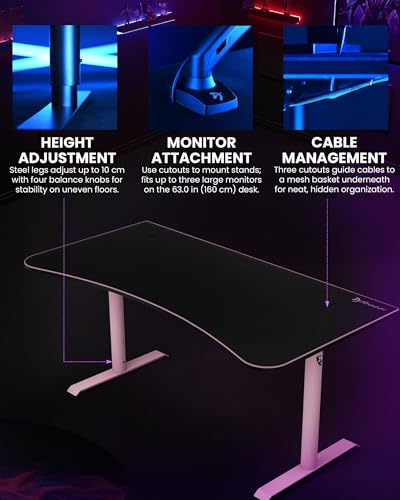 Image of Arozzi Arena Ultrawide Curved Gaming Desk Pink