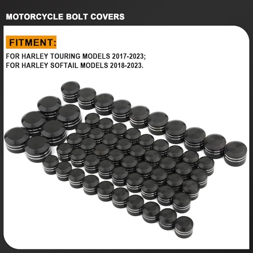 Image of Motorcycle Bolt Covers Head Bolts Engine Toppers Caps Kit for Harley 2017-2025 Touring Road King Street Glide Electra Road Glides 2018-2025 Softail Fatbob Breakout (White Black)