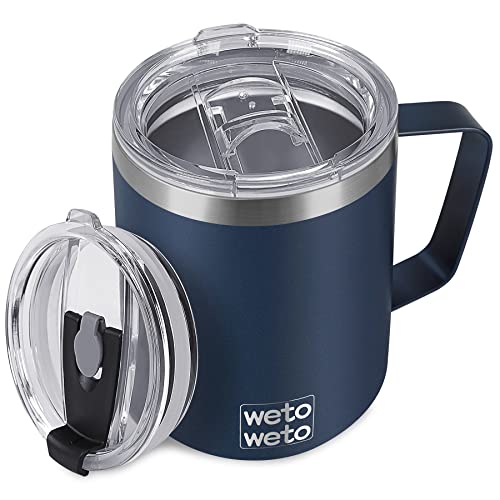 Comparison: Best Vacuum Insulated Coffee Mug 6 WETOWETO 14 oz Coffee Mug, Vacuum Insulated Camping Mug with Lid, Double Wall Stainless Steel Travel Tumbler Cup, Thermal Coffee Mug, Powder Coated Navy Blue