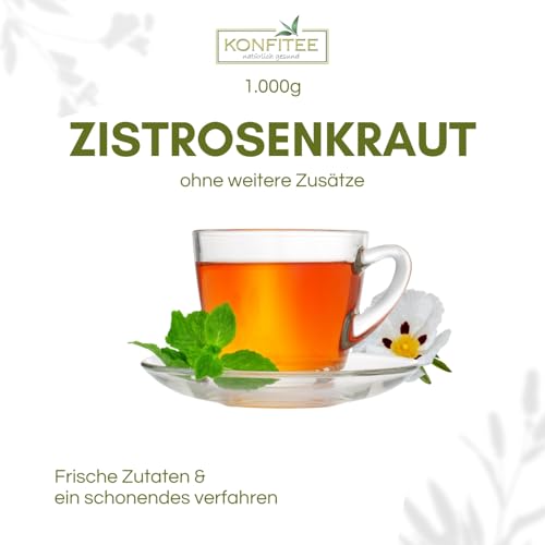 Konfitee Zistrosenkraut geschnitten 1000g I Zistrose fein geschnitten I Zistrosentee I Cistus Incanus I Naturprodukt I Frei von Zusätzen & Aromastoffen I Premium Qualität