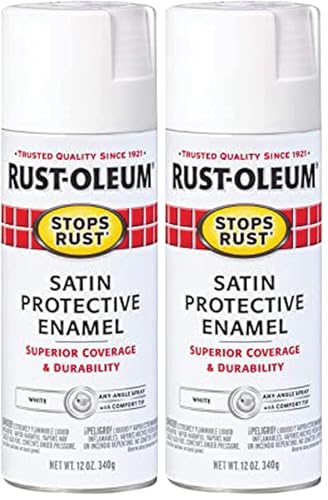 Image of Rust-Oleum 7791830 Stops Rust Spray Paint, 12 oz, Satin White (Pack of 2)