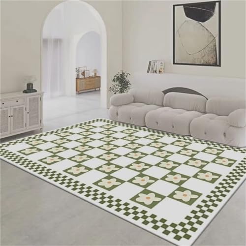 Tapis chambre bebe vert damier 100x160cm isolant et sain au sol