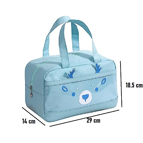 Image of CoolKraft Lunch Bag for School Kids, Girls, Cute Animal Design Bag, Lunch Bag for Office Women Travel Picnic Bag, Insulated Portable Tiffin Bag 29 x 18.5 x 14 cm (Reindeer Sky Blue)