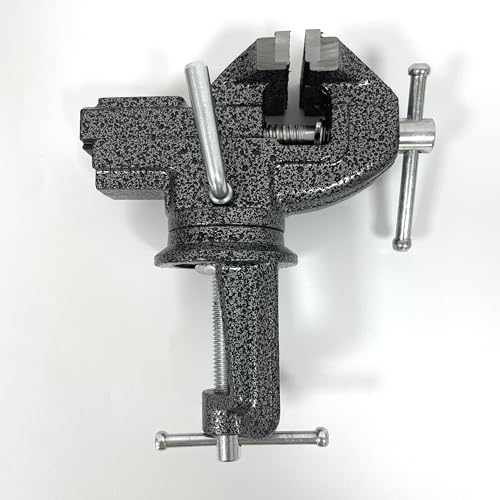 BUYSK Cast Iron Bench Vice, 360°Swivel Base Table Vice, Portable Clamp-on Vise for Workbench DIY Craft (jaw Width 2.0 inch)
