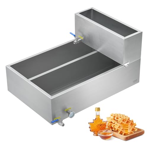 Image of VEVOR Maple Syrup Evaporator Pan, 35 Gal, 36 x 24 x 9.3 Inch Maple Syrup Pan, 304 Stainless Steel Maple Syrup with Thermometer, 2 Valves and 3 Heating Methods, for Home, Outdoor