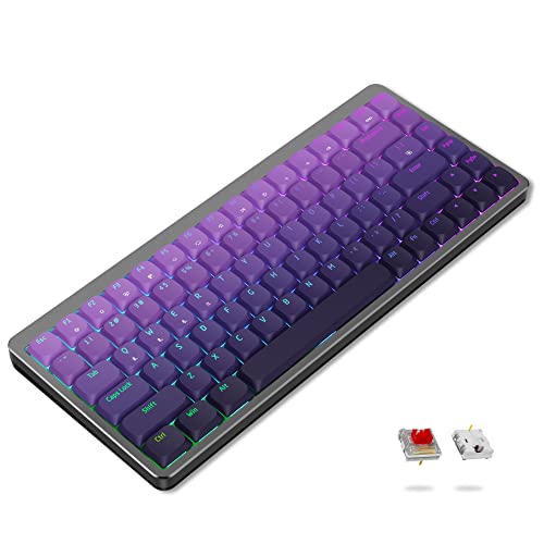 COSTOM L75 Wireless Mechanical Keyboard, Bluetooth 2.4Ghz Wired Tri-Mode 75% Low Profile Gaming Keyboard, 84 Keys RGB Keyboard w Durable Aluminum Frame Compatible with Mac Windows-Gradient Purple