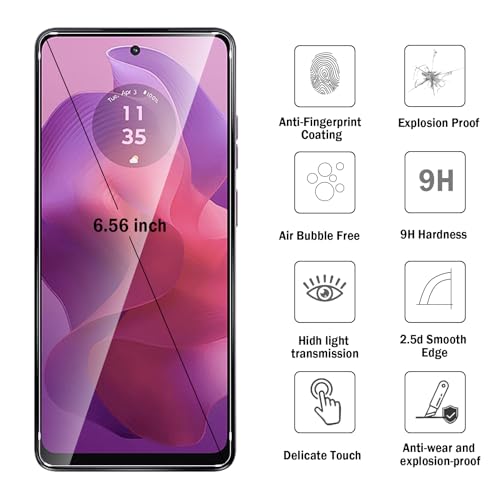 2 Pack Compatible with Moto E14/Moto G24/G24 Power/G04/G04s/E 14 Screen Protector,Full Coverage 9H Tempered Glass Film,HD Clear Scratch Resistant,Bubble-Free for Moto G24 Power Screen Protector