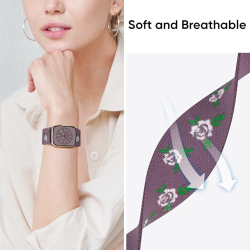 Image of 4 Pack Stretchy Solo Loop Compatible with Apple Watch Bands 38mm 40mm 41mm 42mm 44mm 45mm 46mm 49mm Women Men, Sport Nylon Elastic Straps Wristbands for iWatch Series 11 10 9 8 7 6 5 4 11 Ultra /SE 3 2