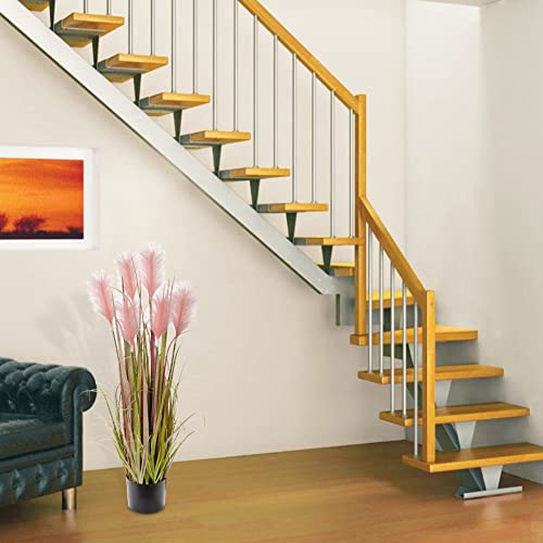 3.3Ft Artificial Pampas Grass Potted Tall Grass Plants Artificial Floor Plant Tall Faux Pink Pampas Grass Decor For Home Office Tall Artificial Plants Indoor Fake House Plants For Home Office Decor #TOP4