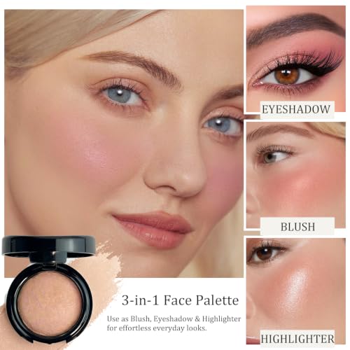 Image of Single Baked Blush Shimmer Powder for Cheeks Radiant Pink Blushes Makeup-01 | Glowy Illuminating Blush Makeup Blendable Shimmer Finish Blusher, Lightweight Natural Glow for Women Everyday Looks