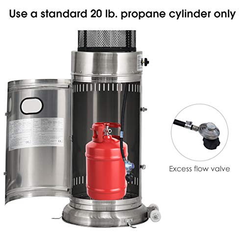 HAPPYGRILL-Outdoor-Patio-Heater-with-Adjustable-Heat-41000BTU-Stainless-Steel-Patio-Propane-Heater-Freestanding-with-Wheels-and-True-Flame-for-Garden-Balcony-Round-Outdoor-Heater-with-Quartz