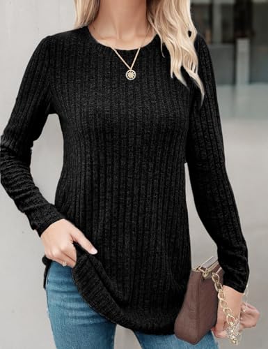 Women's Knit Sweater Long Sleeve Shirt - Trendy Dressy Pullover Top, Casual Loose Fit Spring and Fall Outfit