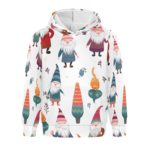 Kids Hoodies Sweaters Christmas Gnome Dwarfs Hooded Sweatshirts with Big Pockets for Boys Girls B0400016