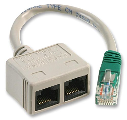 Pro Signal Cat5e UTP Ethernet Cable Economiser, Voice/Data, RJ45 Plug to 2x RJ45 Jack, 120mm RJ-ECONDV, White