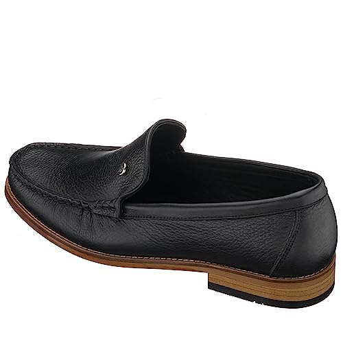 DALGALA Men's Black Leather Handcrafted Penny Loafers Slip on Casual Shoes3
