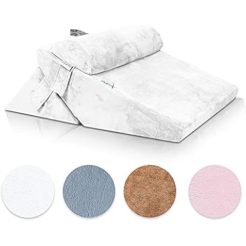 Lunix Replacement Cover for LX6 3pcs Wedge Pillow Set, Foam not Included - White Plush Cover