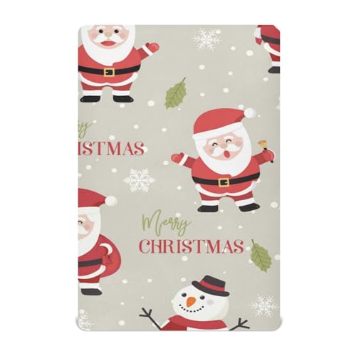 Moudou Christmas Santa Claus Playard Sheet for Boy Girls, Soft Breathable Fitted Toddler Sheet for Standard Playard Bed Mattress, 39 x 27 x 5 Inch