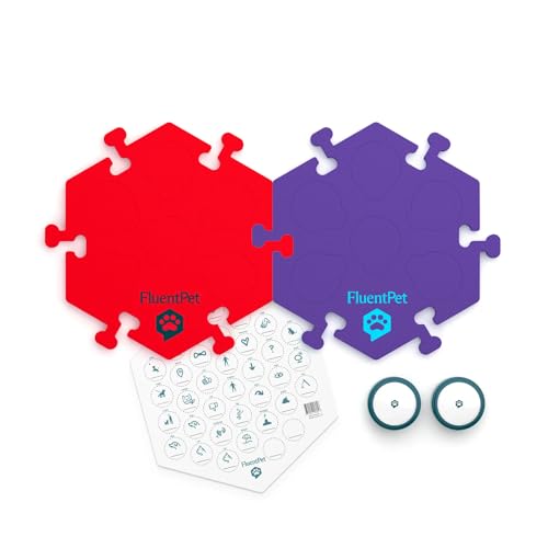 Image of FluentPet Basic Tester Kit - Set of 2 Dog Talking Buttons with Pre-Installed Batteries & 2 HexTiles | Pet Buttons for Communication