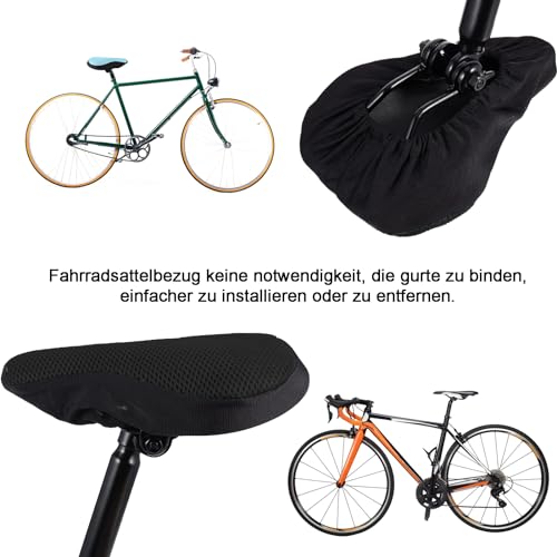 Fahrradsattelbezug, Atmungsaktiver Gepolsterter Sitzbezug 2 Stück, Fahrrad Sattelbezug, Fahrradsattelbezug Gepolstert, Fahrradzubehör für Meisten Fahrräder wie Rennrad, Mountainbike, Schwarz
