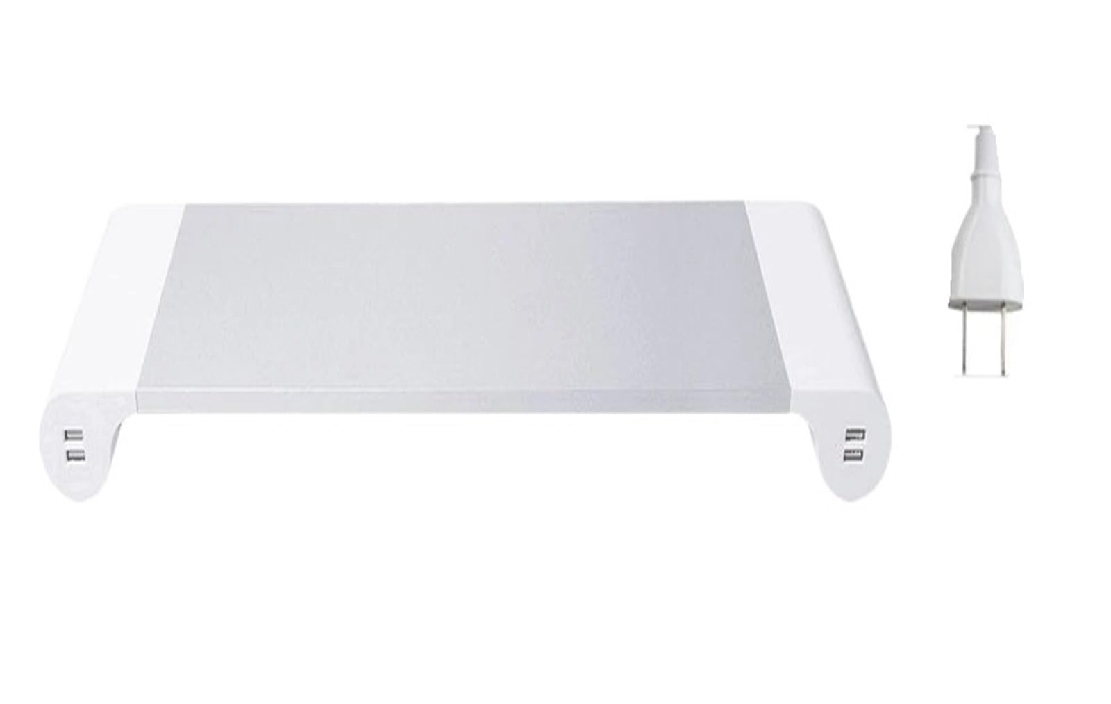 Support moniteur aluminium noir avec 4 ports USB pour un bureau minimaliste et ordonn&eacute;