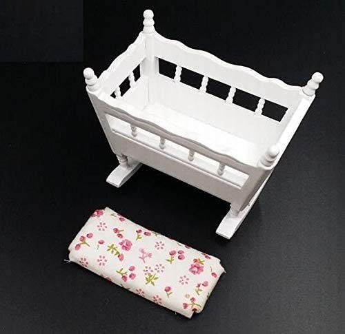 EatingBiting adult decorations 1:12 Dollhouse Miniature Wooden Crib Baby Doll Cradle Bed for Dollhouse Room , DIY Scene Doll Home Furniture Craft Accessoreis . - Thumbnail 2