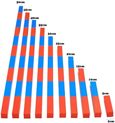 Danni Kids Learn Toys Montessori Wood Red Long Sticks (5-50cm) Math Number Rods Education Early Learning Block Children Math Educational Aids