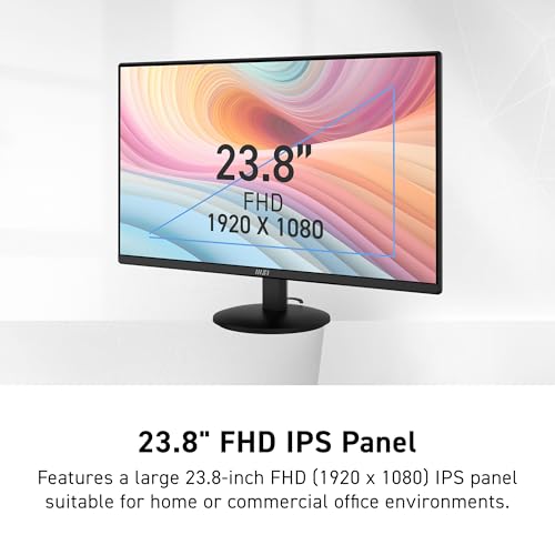 Image of msi PRO MP242LE 24-inch IPS 1920 x 1080 (FHD) Computer Office Monitor, 100Hz, Adaptive Sync, HDMI, DisplayPort, Tilt, 4-Side Slim Bezel 1ms, Black