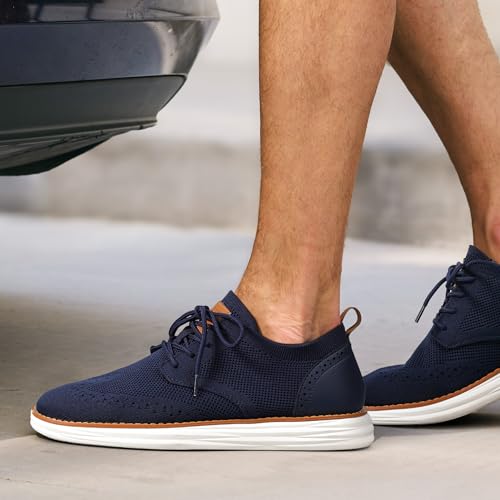 Bruno Marc Men's KnitFlex Craft Mesh Oxfords Sneakers Casual Dress Lace-Up Lightweight Walking Shoes,Size 11,6-Navy,SBOX2406M